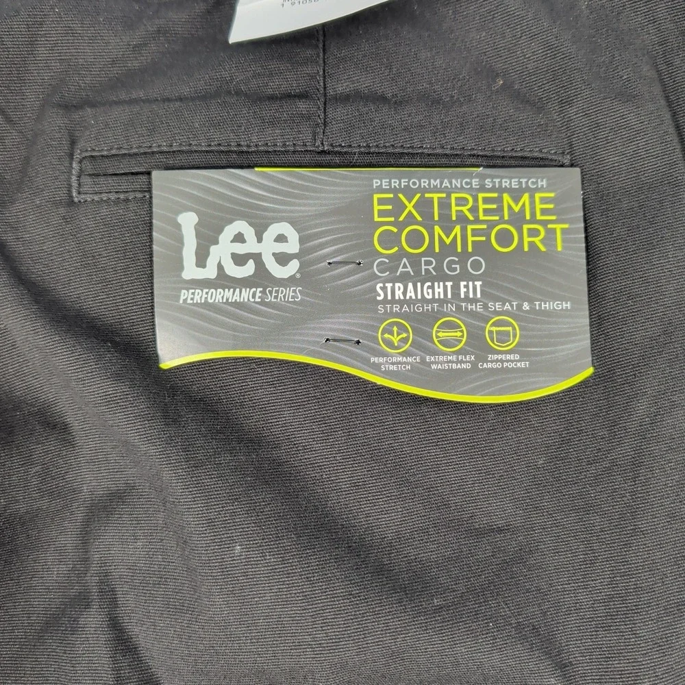 Lee Pants Mens 36x34 Black Extreme Comfort Performance Straight Fit Stretch